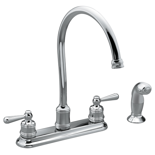 Traditional Chrome two-handle high arc kitchen faucet