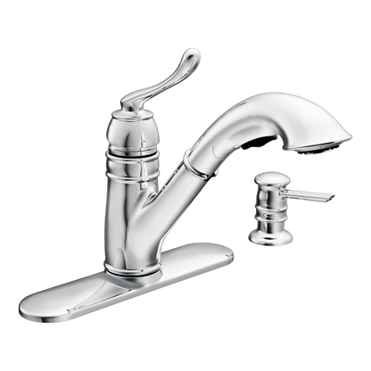 Dorsey Chrome one-handle low arc pullout kitchen faucet