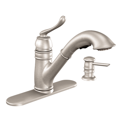 Dorsey Chrome one-handle low arc pullout kitchen faucet