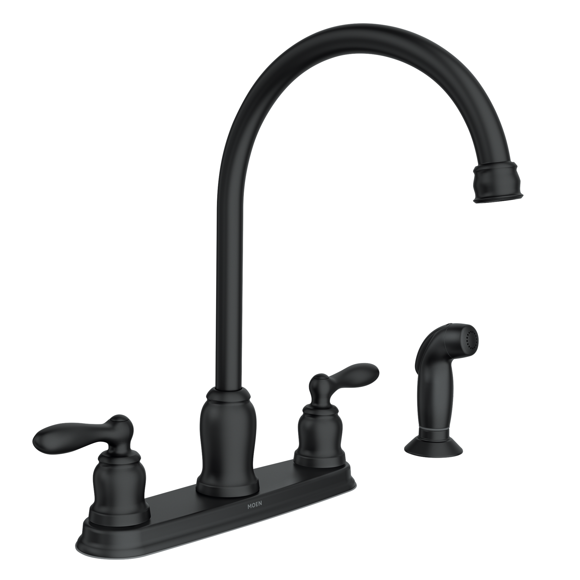 Caldwell Matte black two-handle high arc kitchen faucet – Moen