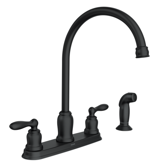 Caldwell Matte black two-handle high arc kitchen faucet