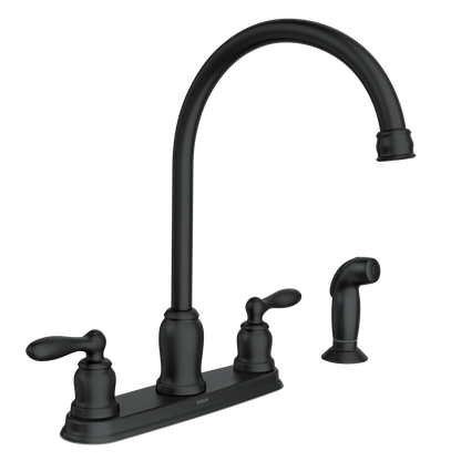 Caldwell Matte black two-handle high arc kitchen faucet