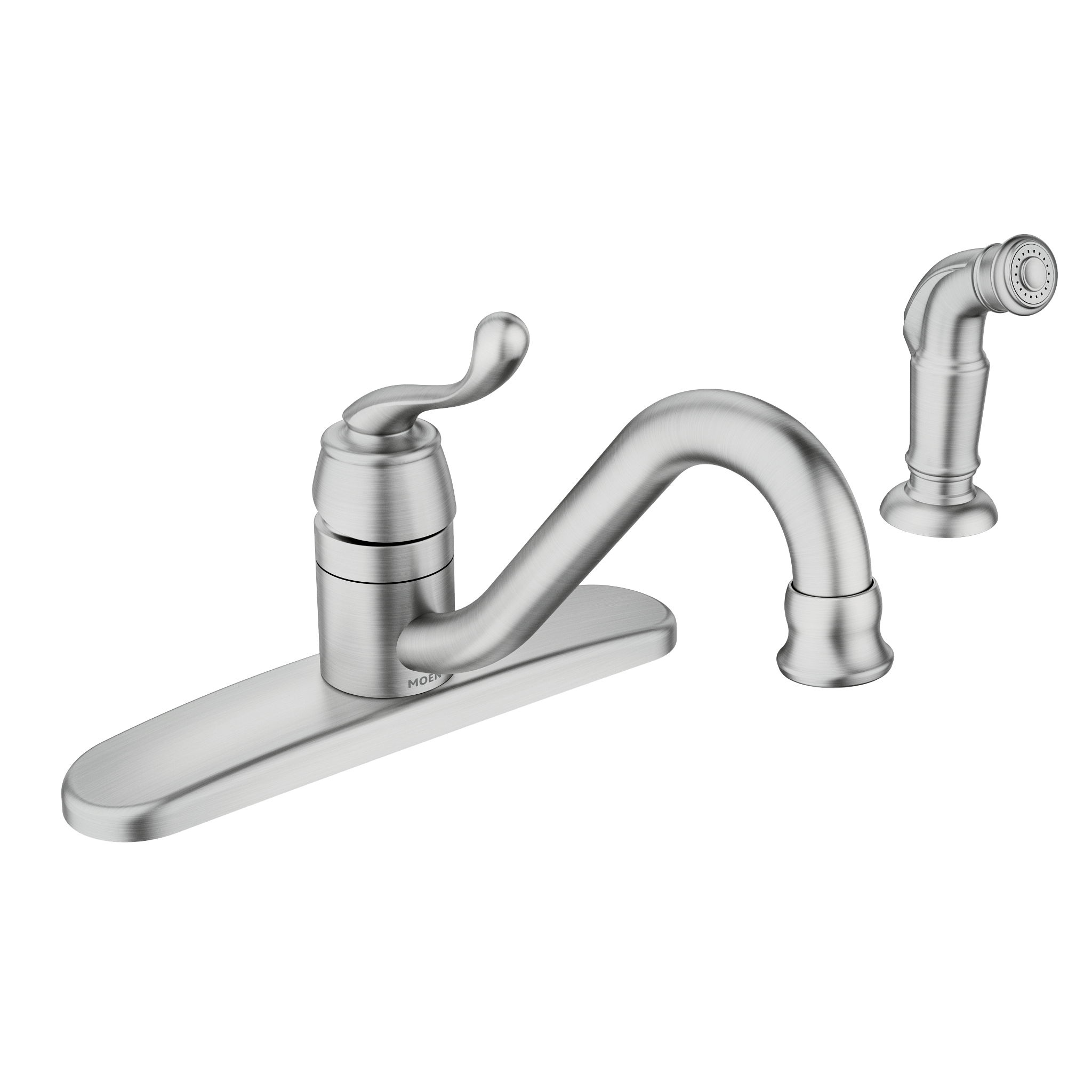 Muirfield Chrome one-handle low arc kitchen faucet – Moen