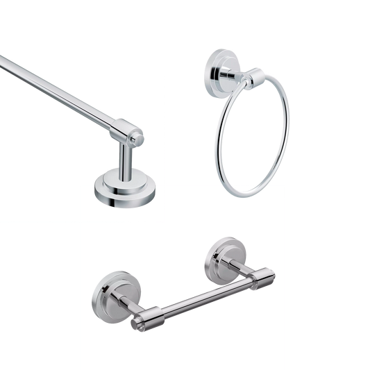 Iso 3 Pc Kit: Pivoting Paper Holder, Towel Bar & Towel Ring