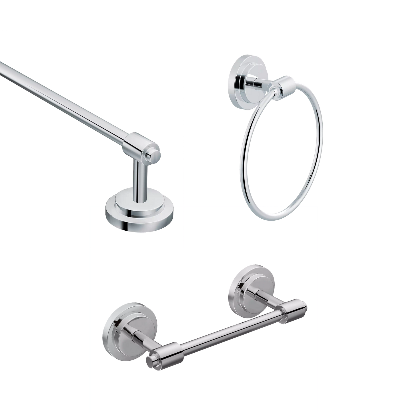 Iso 3 Pc Kit: Pivoting Paper Holder, Towel Bar & Towel Ring