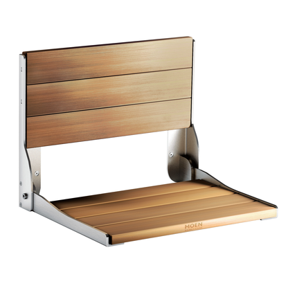 Moen Home Care Stainless and Teak Folding Shower Seat