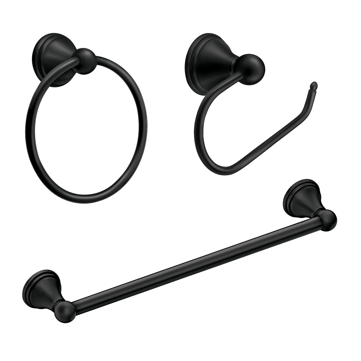 Preston Matte black paper holder towel bar towel ring