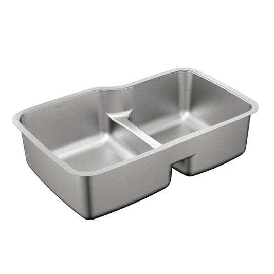 1800 Series Stainless steel 31 57/64" X 20 11/16" 18 Gauge Double Bowl Sink Center Drain