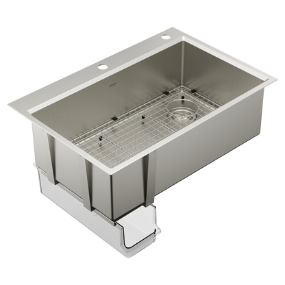 Luxe Chef™ 33” Workstation System Stainless Steel Dual Mount Single Bowl Sink