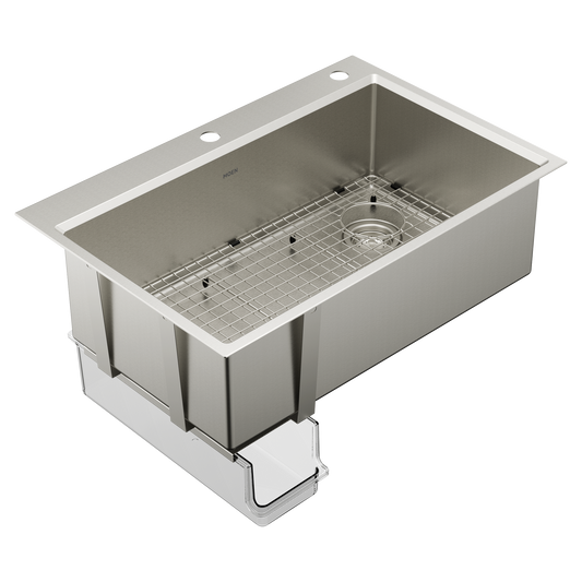 Luxe Chef™ 33” Workstation System Stainless Steel Dual Mount Single Bowl Sink