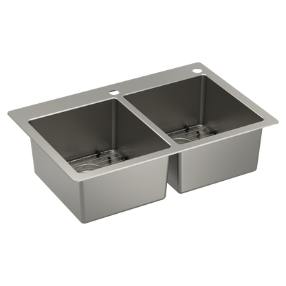 Prep 33" Stainless Steel  Dual Mount Double Bowl Sink