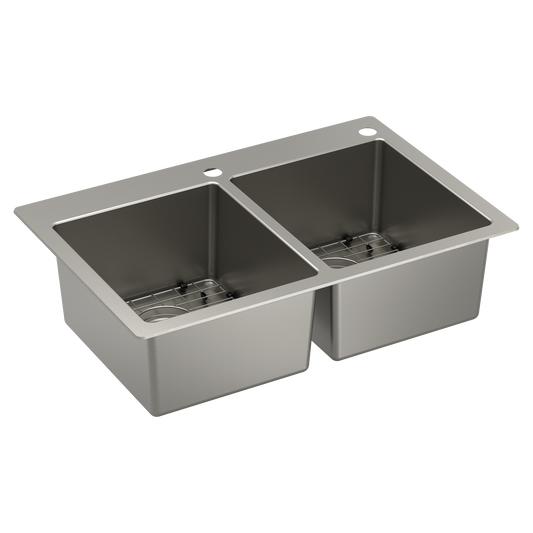 Prep 33" Stainless Steel  Dual Mount Double Bowl Sink