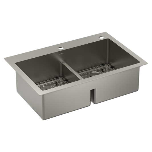 Prep 33" Stainless Steel  Dual Mount Double Bowl Sink