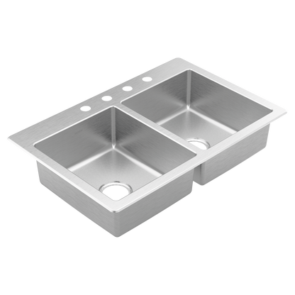 Prep 33" Stainless Steel  Drop-in Double Bowl Sink