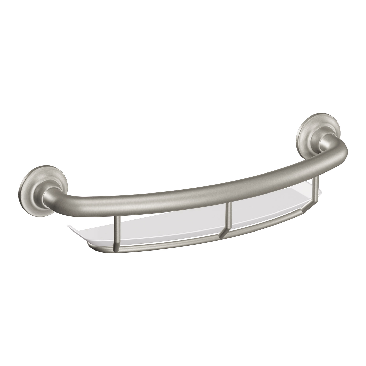 Brushed nickel 16" Grab Bar with Shelf