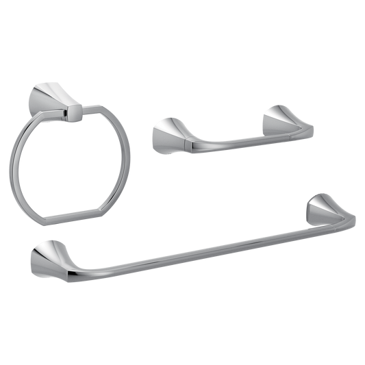 Lindor 3 Pc Kit: Pivoting Paper Holder, Towel Bar & Towel Ring