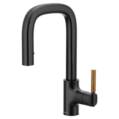 Tenon Chrome one-handle high arc pulldown bar faucet