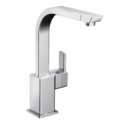 90 Degree Chrome one-handle high arc kitchen faucet