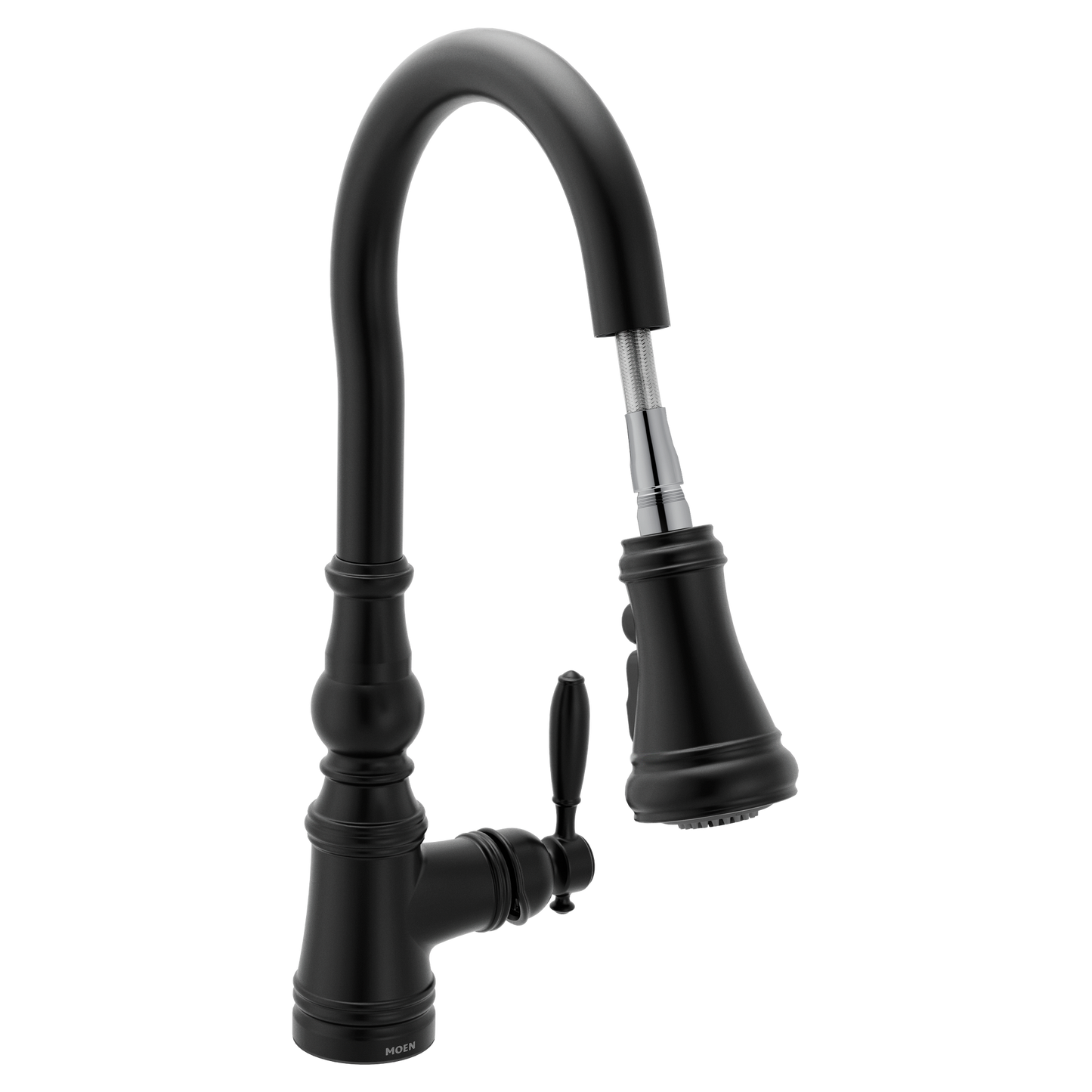 Weymouth Matte black one-handle high arc pulldown kitchen faucet