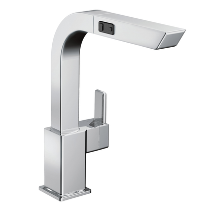 90 Degree Chrome One-Handle High Arc Pullout Kitchen Faucet