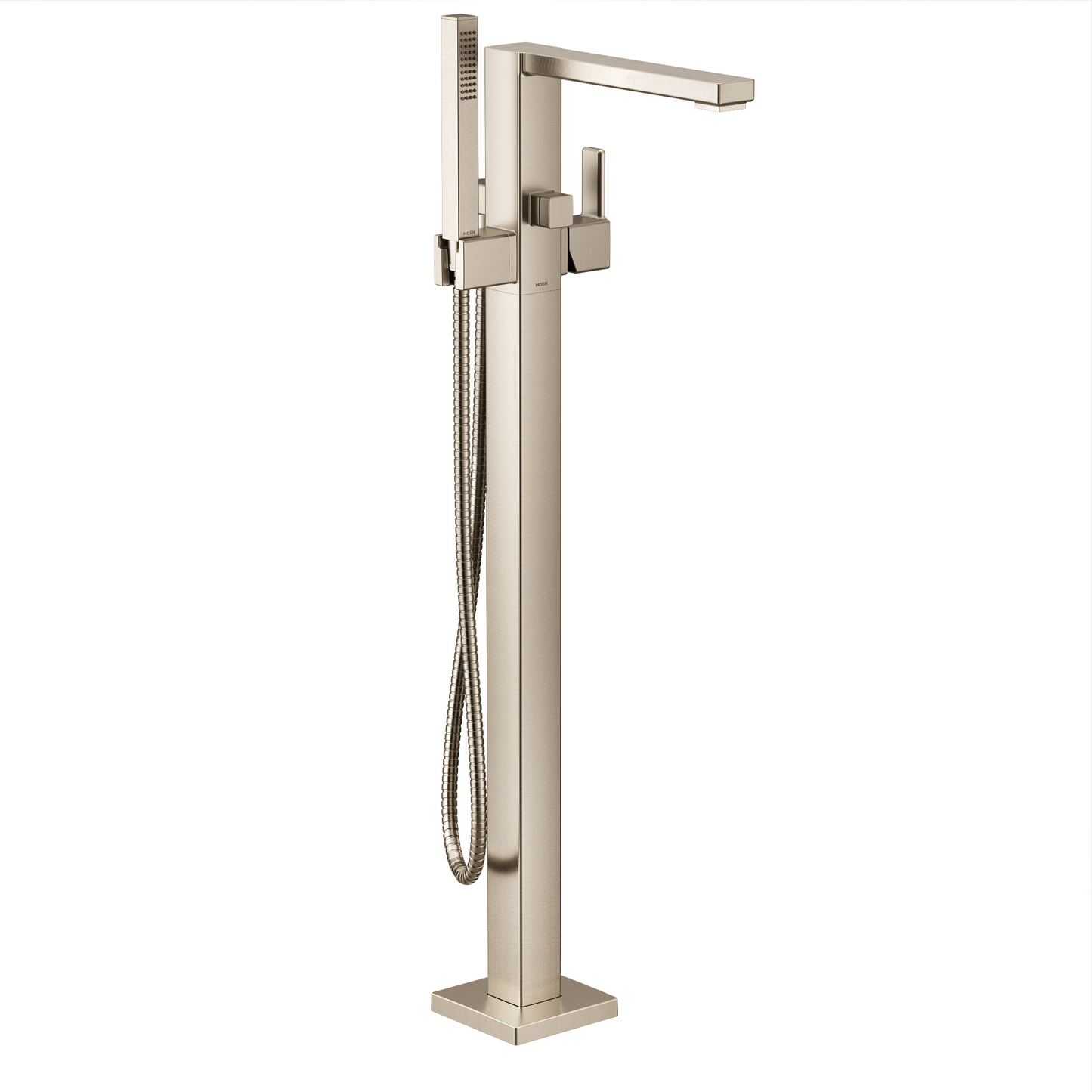 90 Degree Chrome one-handle tub filler includes hand shower