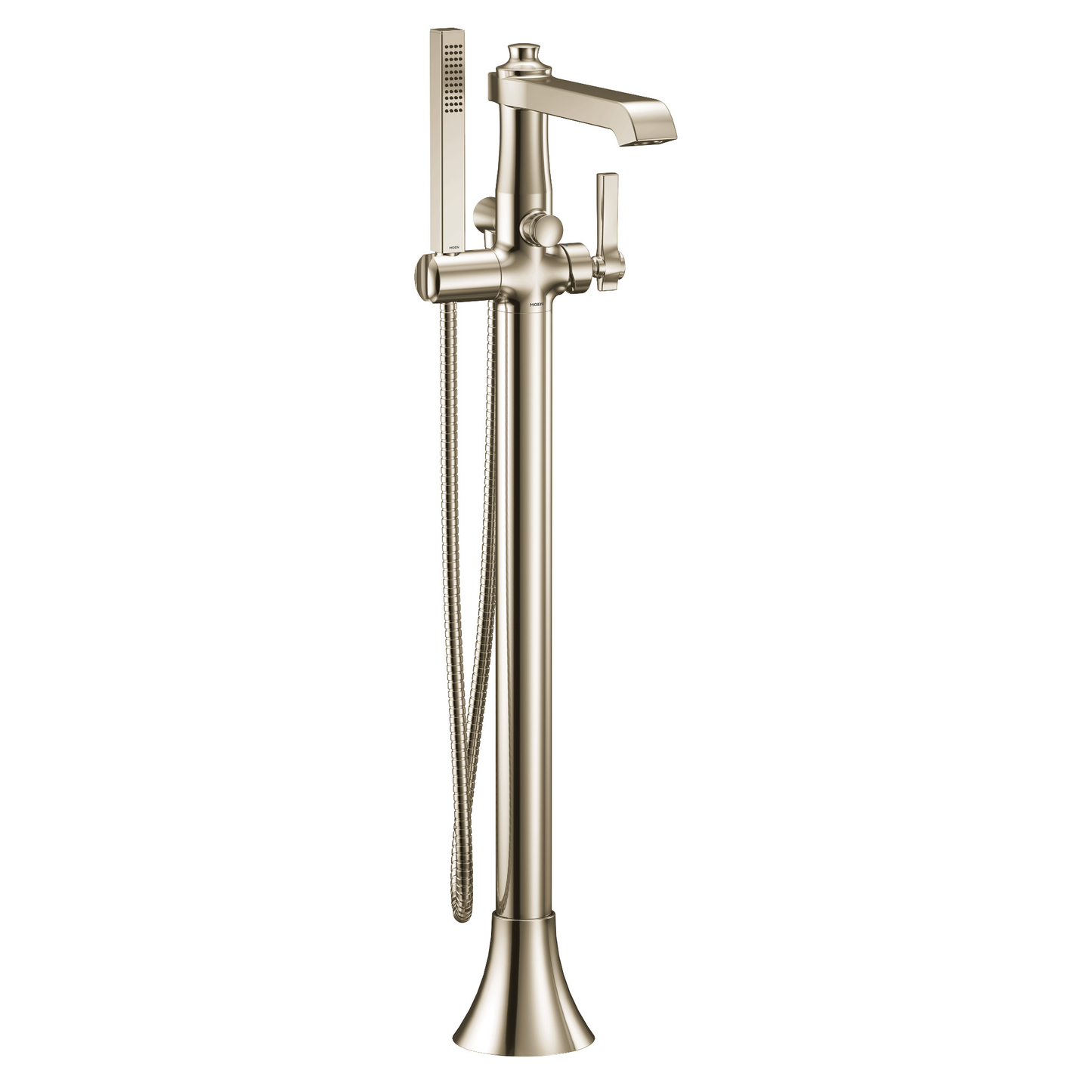 Flara Chrome one-handle tub filler includes hand shower