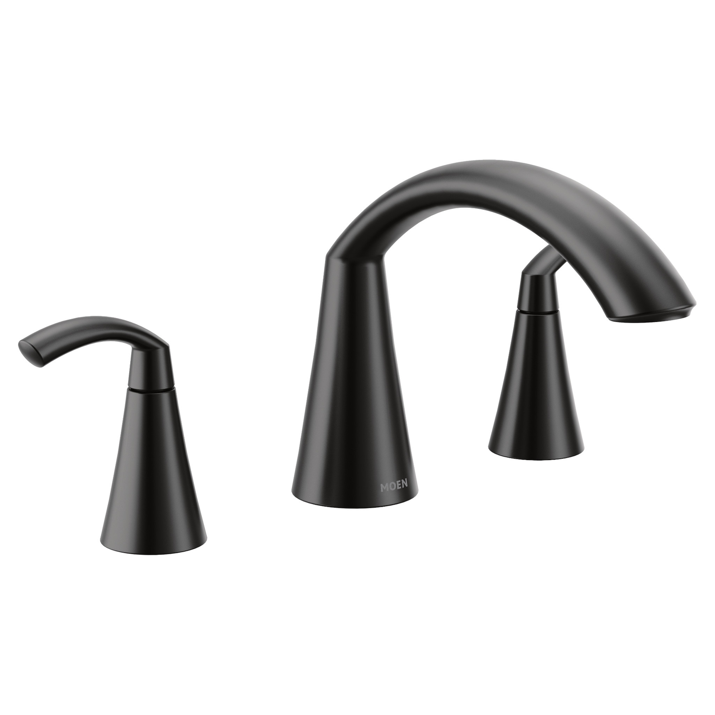 Glyde Matte black two-handle high arc roman tub faucet – Moen