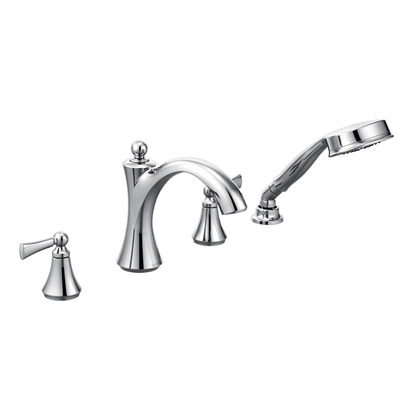 Wynford Chrome Two-Handle Diverter Roman Tub Faucet including Handheld Shower