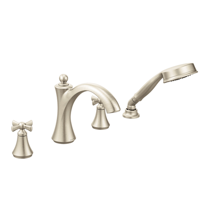 Wynford Chrome Two-Handle Diverter Roman Tub Faucet including Handheld Shower