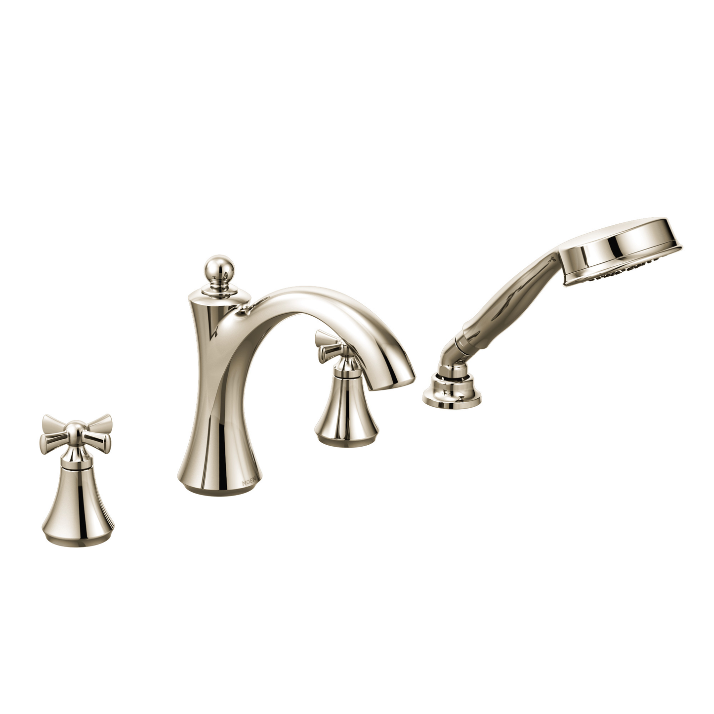 Wynford Chrome Two-Handle Diverter Roman Tub Faucet including Handheld Shower