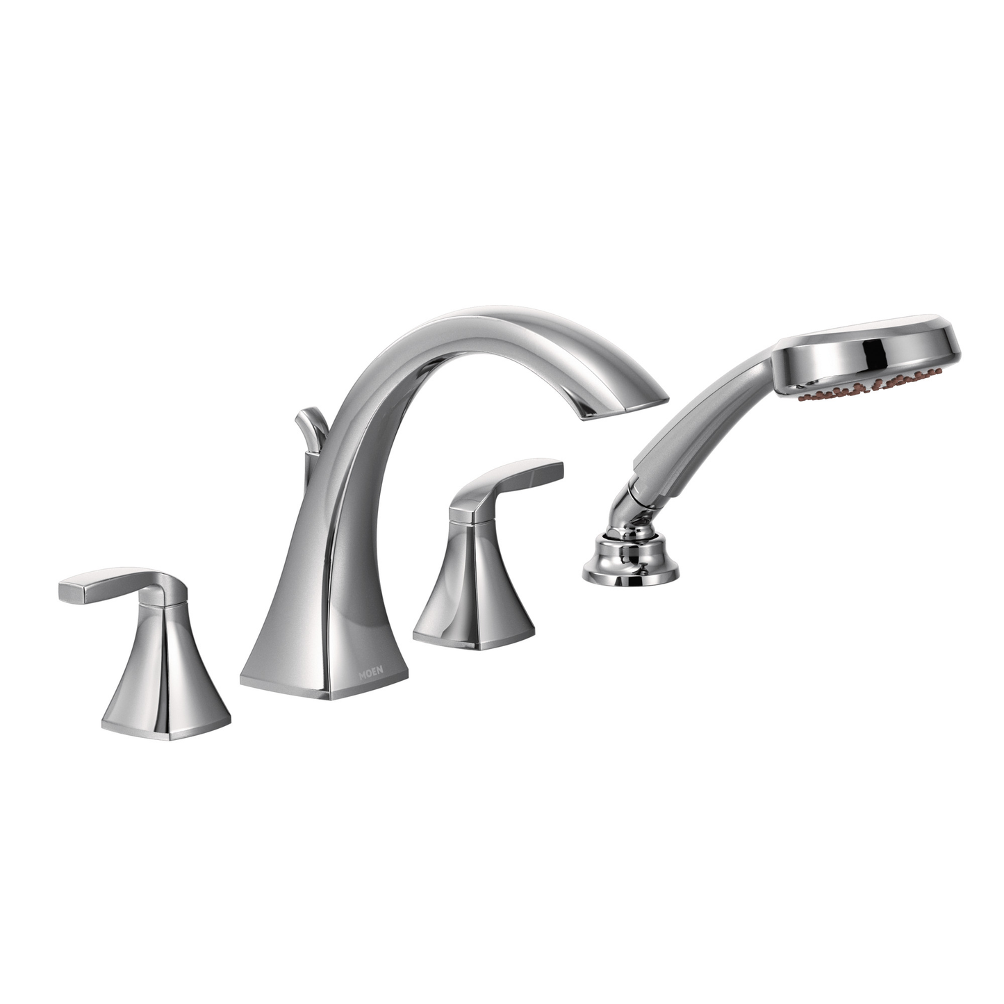 Voss Matte black two-handle high arc roman tub faucet includes hand shower