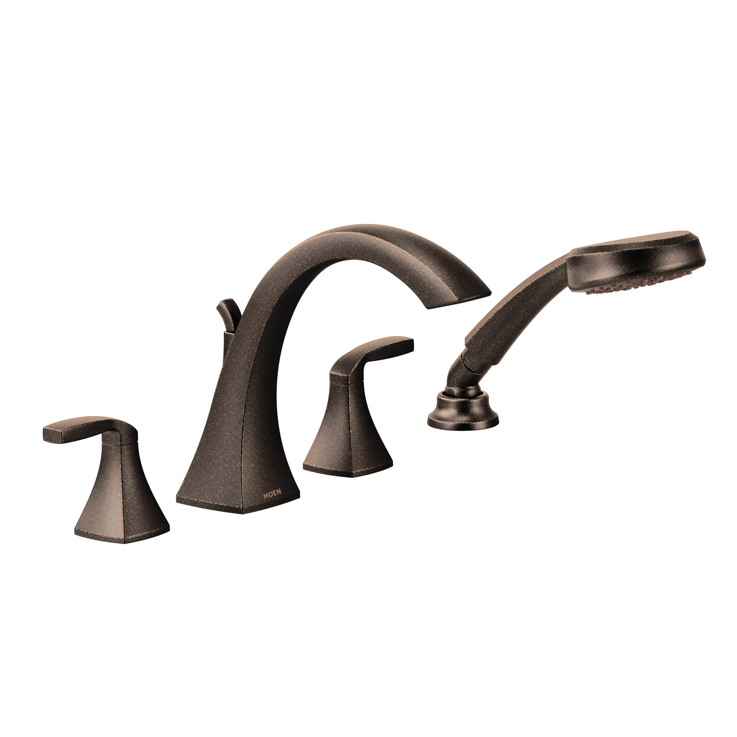 Voss Matte black two-handle high arc roman tub faucet includes hand shower