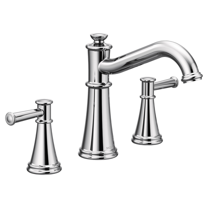 Belfield Matte black two-handle non diverter roman tub faucet