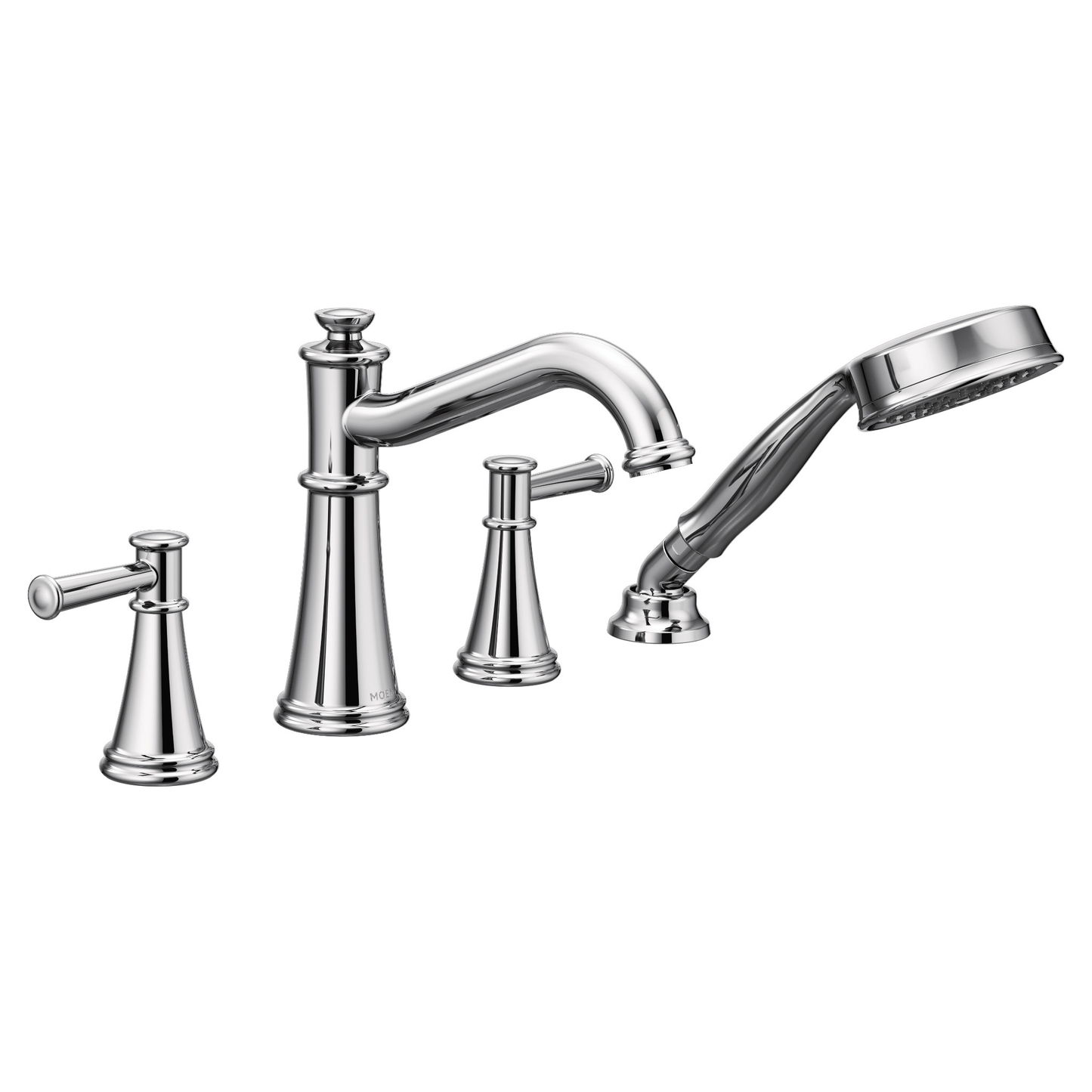 Belfield Matte black two-handle diverter roman tub faucet includes hand shower