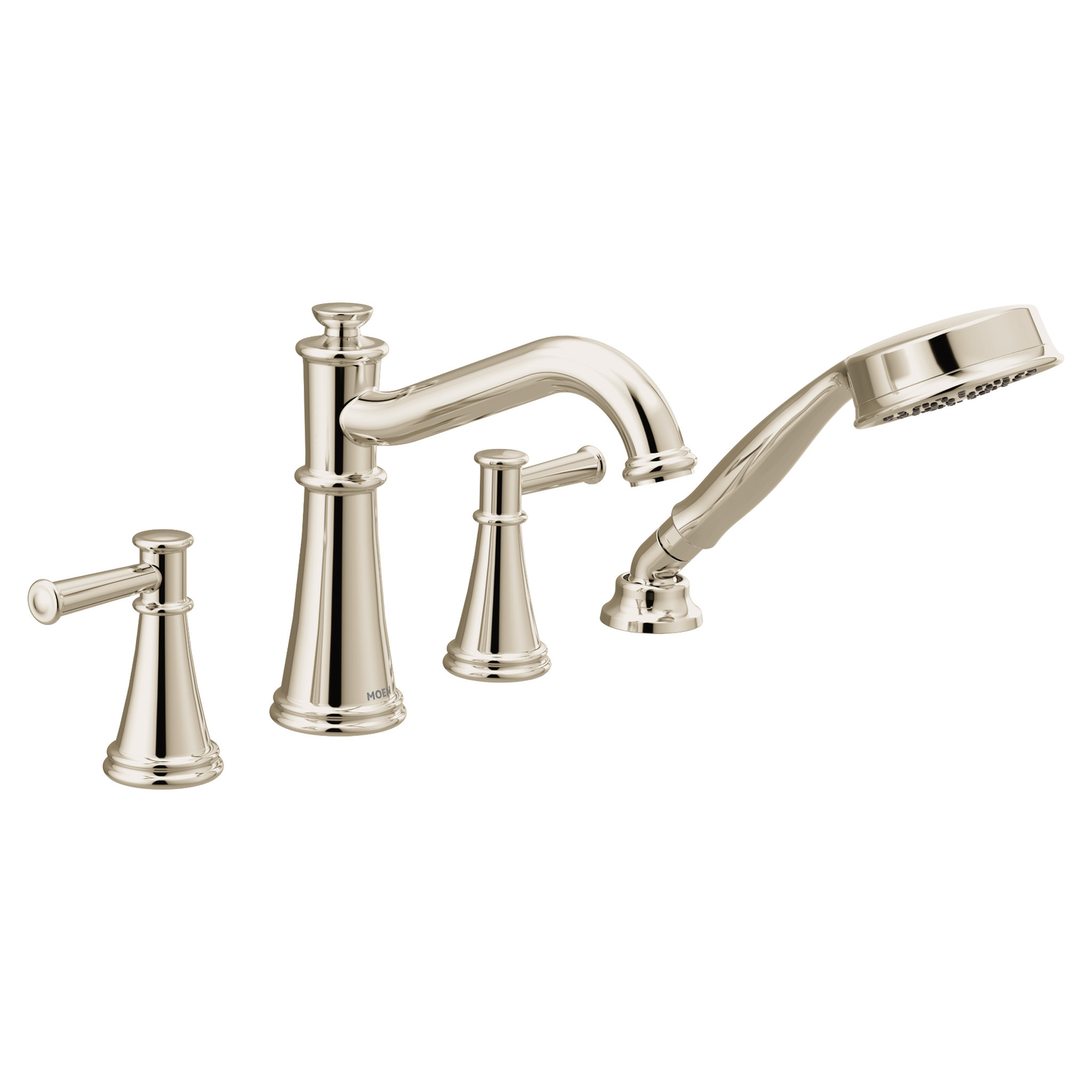 Belfield Matte black two-handle diverter roman tub faucet includes hand shower