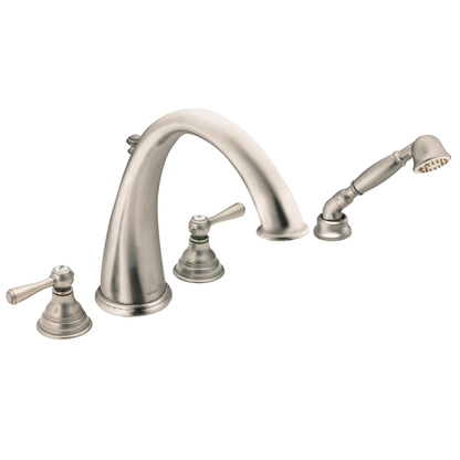 Kingsley Chrome Two-Handle High Arc Roman Tub Faucet including Handheld Shower