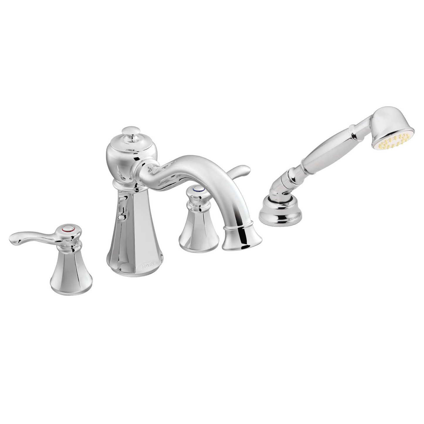 Vestige Chrome two-handle high arc roman tub faucet includes hand shower