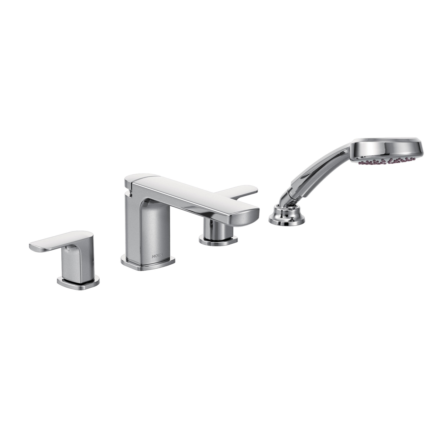 Rizon Chrome Two-Handle Low Arc Roman Tub Faucet including Handheld Shower