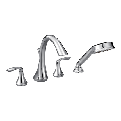 Eva Chrome Two-Handle High Arc Roman Tub Faucet including Handheld Shower