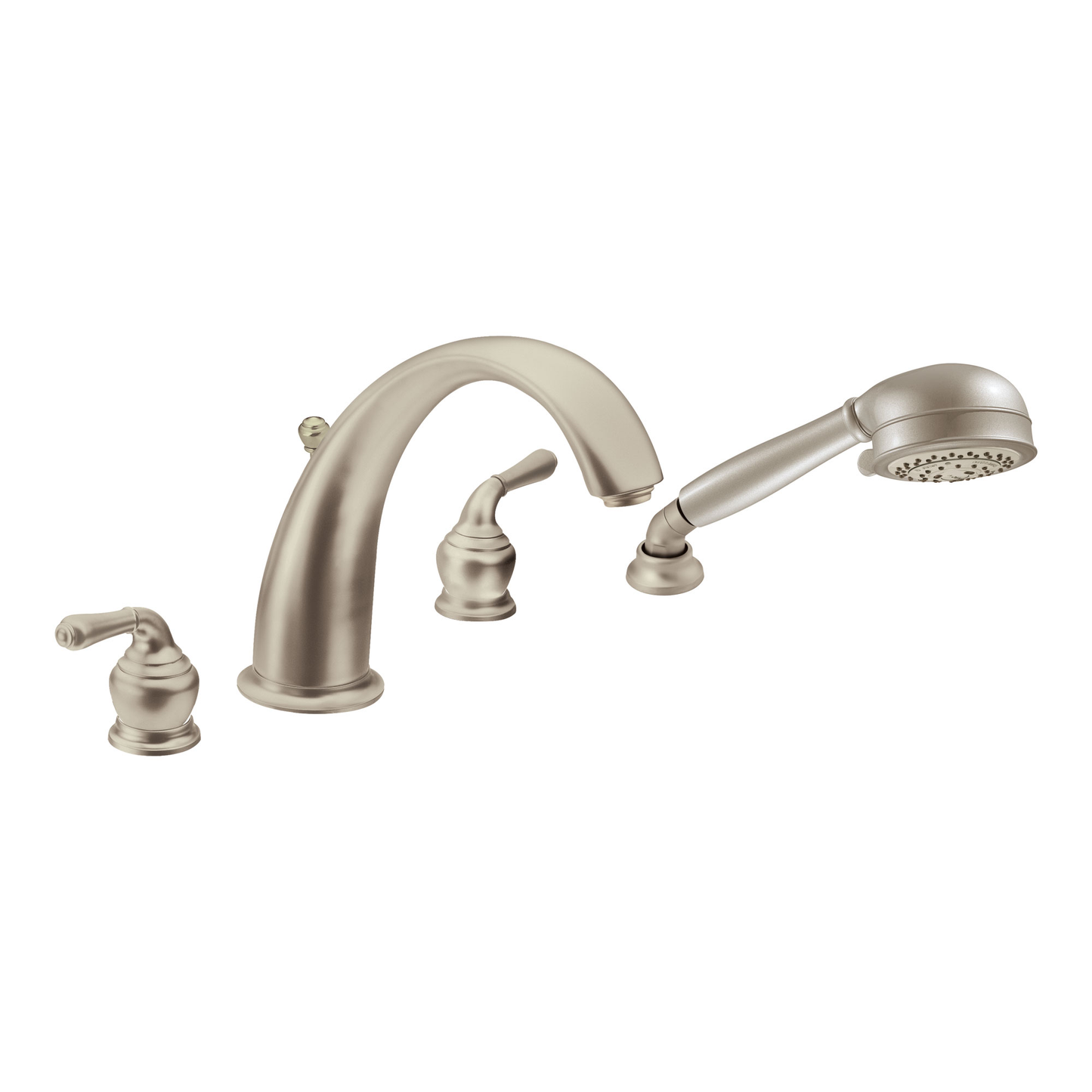 Monticello Chrome two-handle high arc roman tub faucet includes hand shower