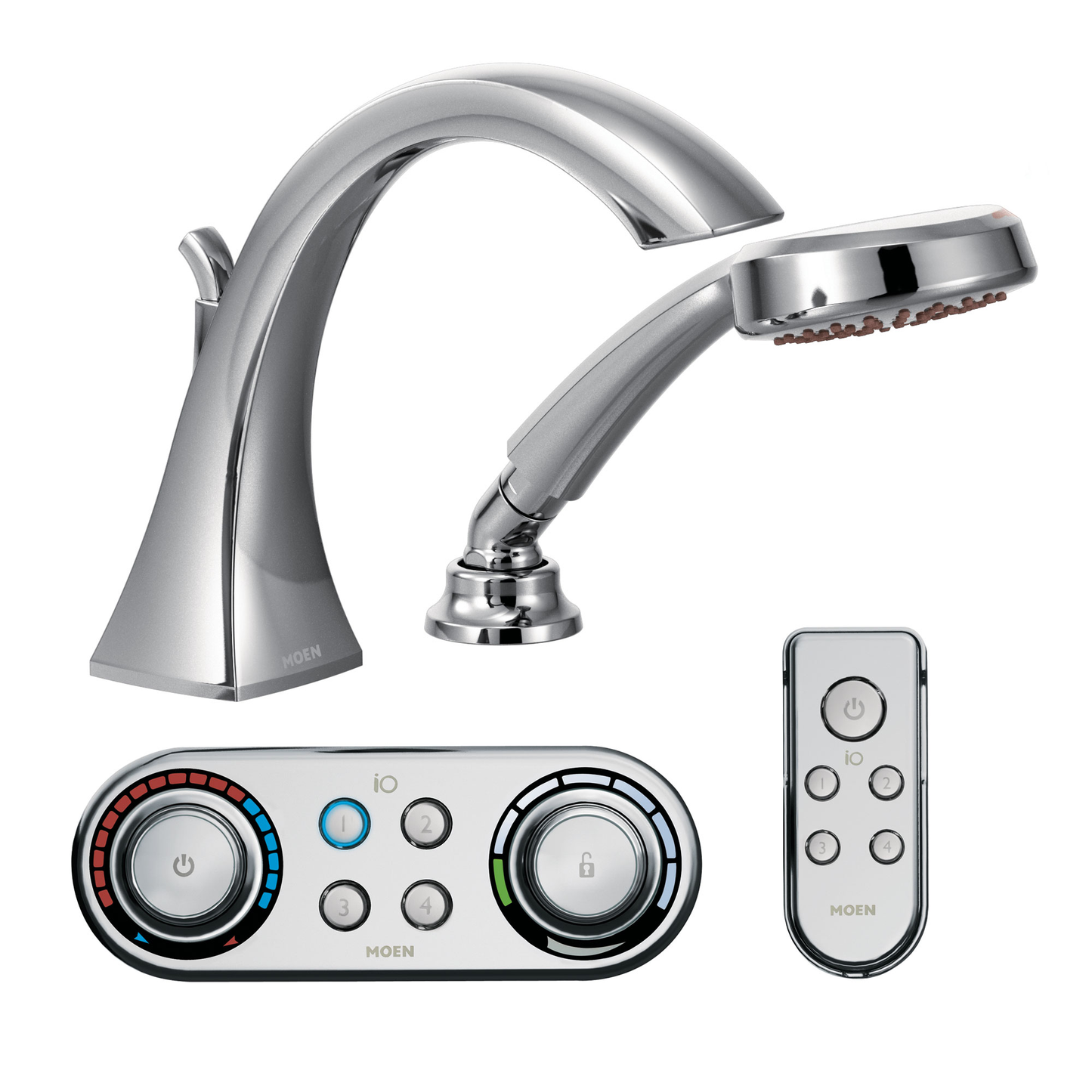 Voss Chrome high arc roman tub faucet includes hand shower