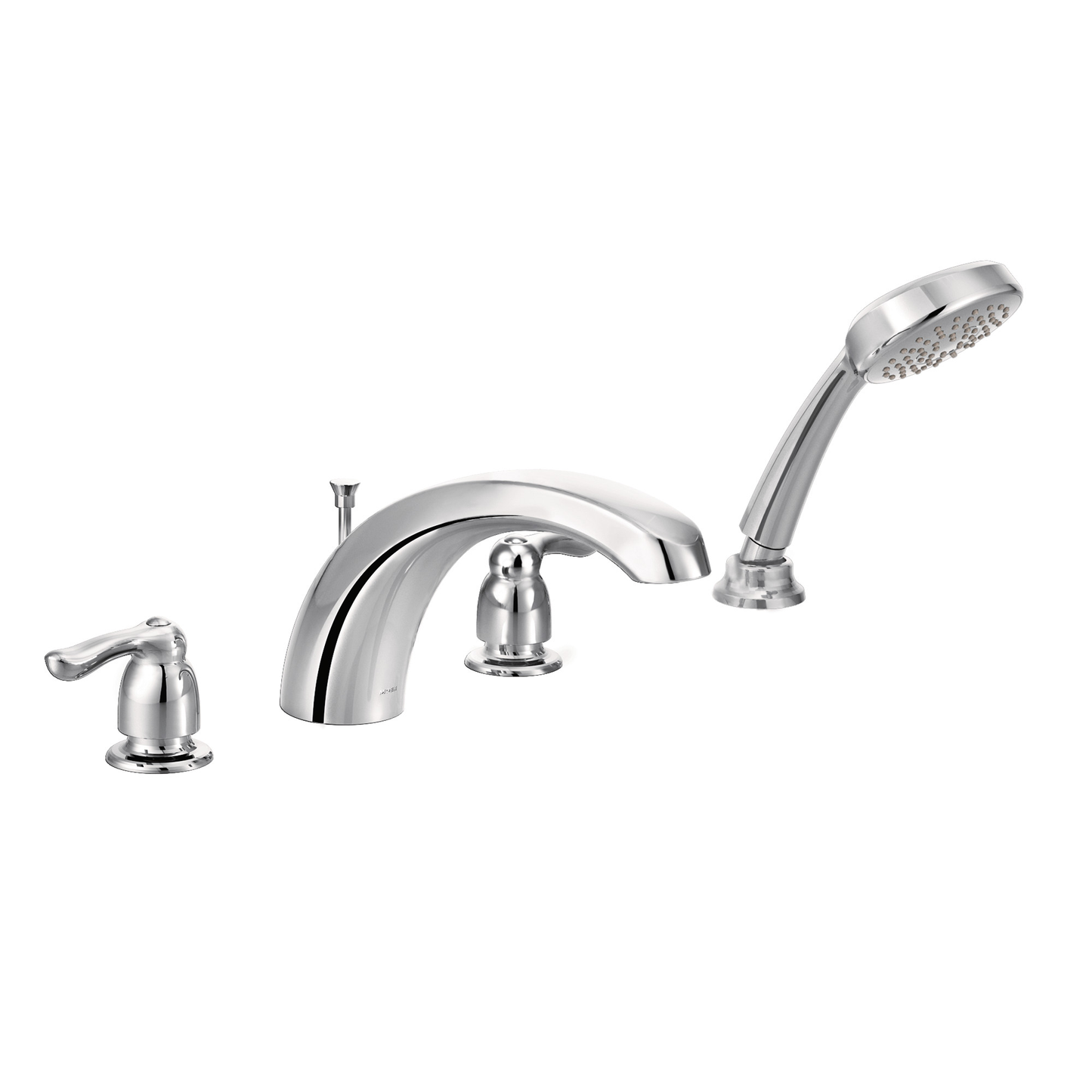 Chateau Chrome Two-Handle Low Arc Roman Tub Faucet including Handheld Shower