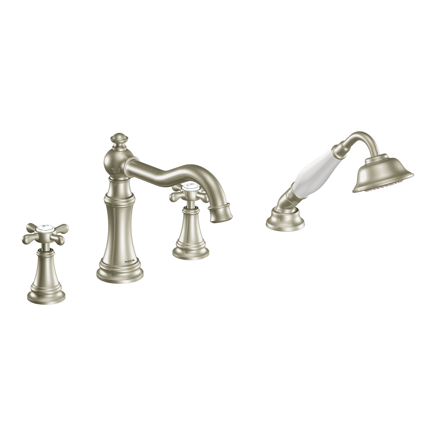 Weymouth Chrome Two-Handle Diverter Roman Tub Faucet including Handheld Shower