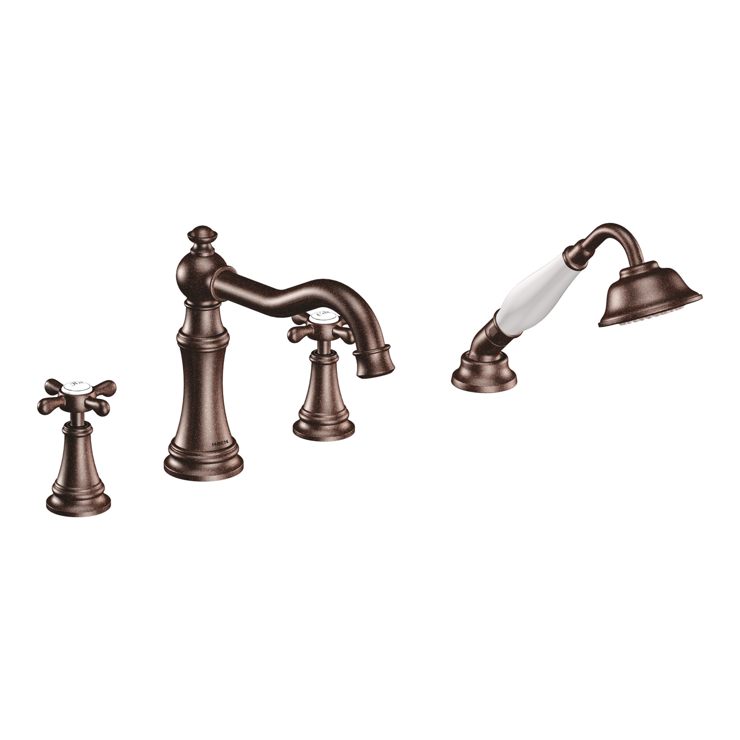 Weymouth Chrome Two-Handle Diverter Roman Tub Faucet including Handheld Shower