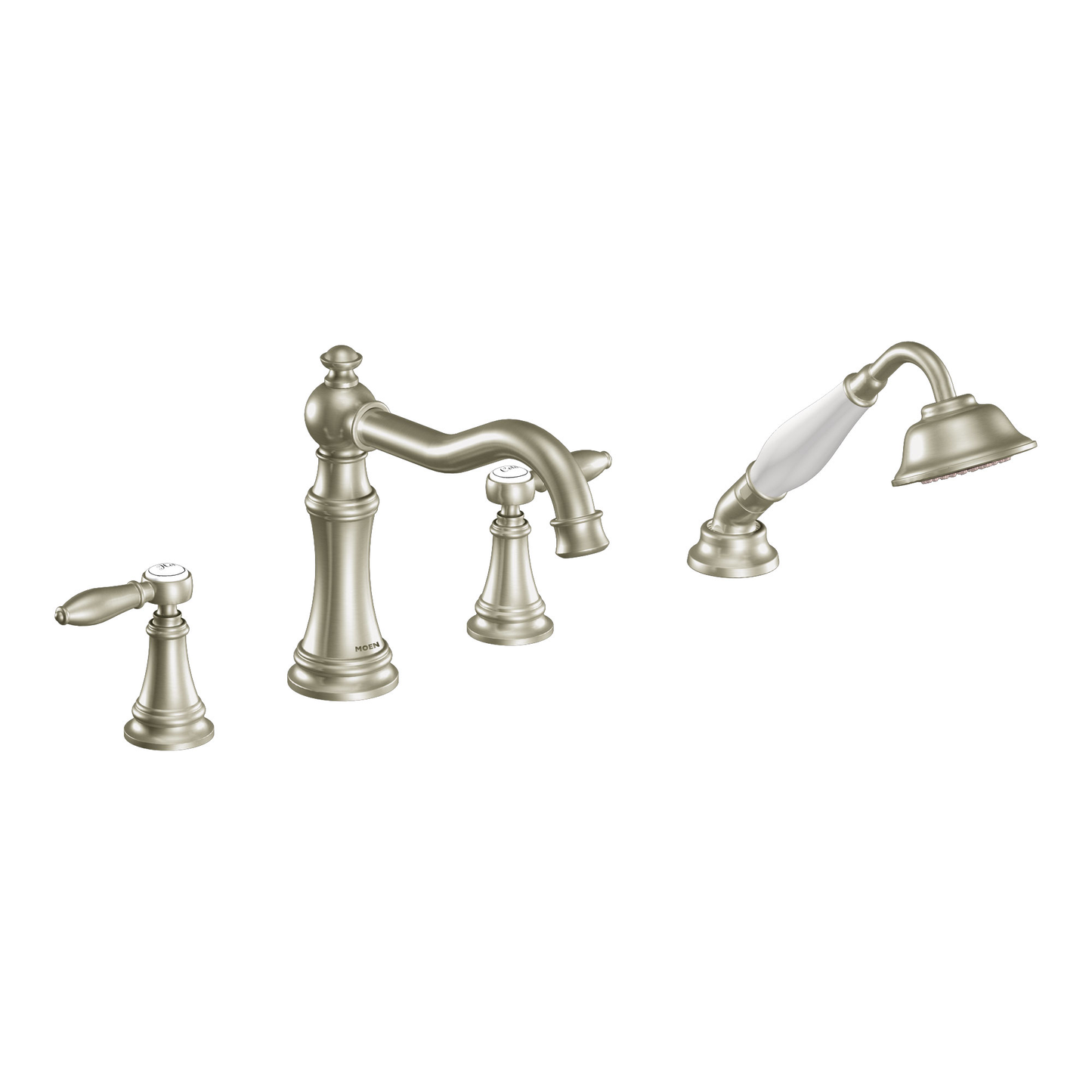 Weymouth Chrome Two-Handle Diverter Roman Tub Faucet including Handheld Shower