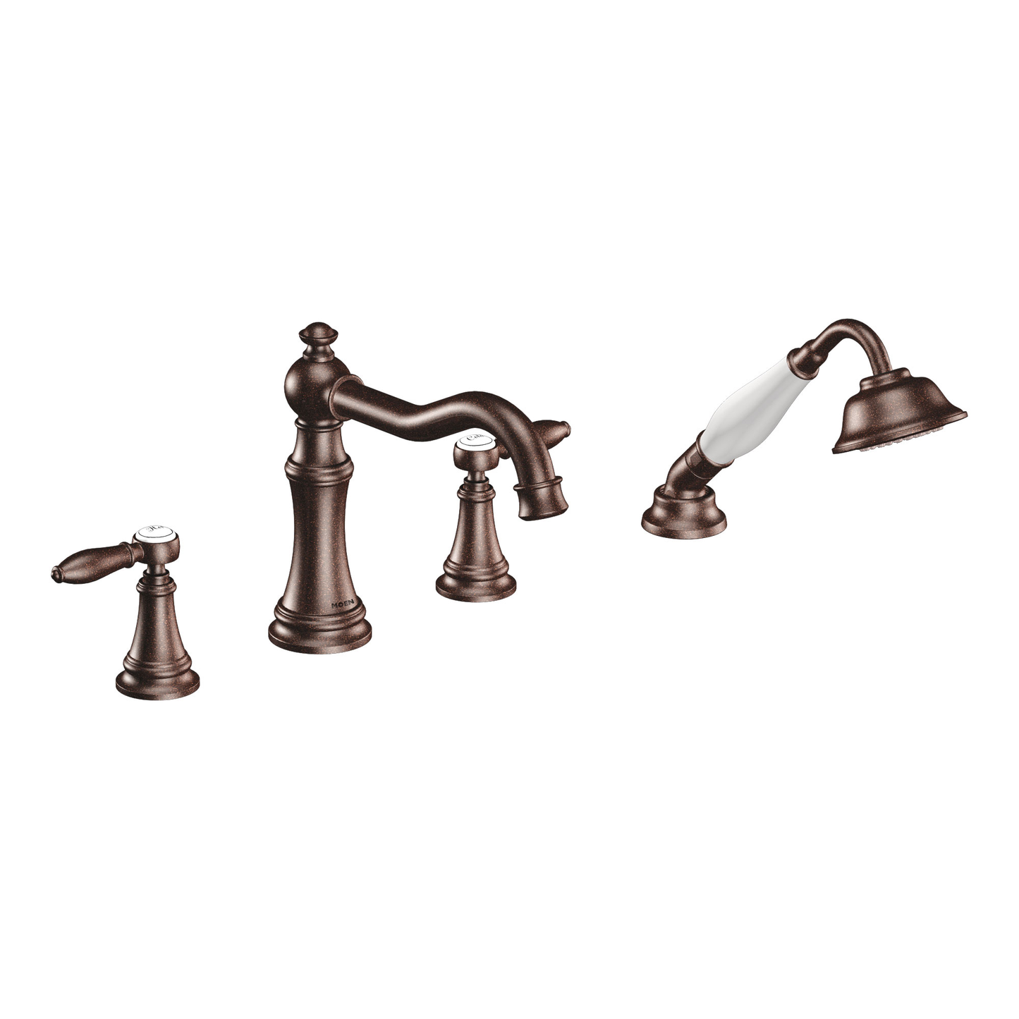 Weymouth Chrome Two-Handle Diverter Roman Tub Faucet including Handheld Shower