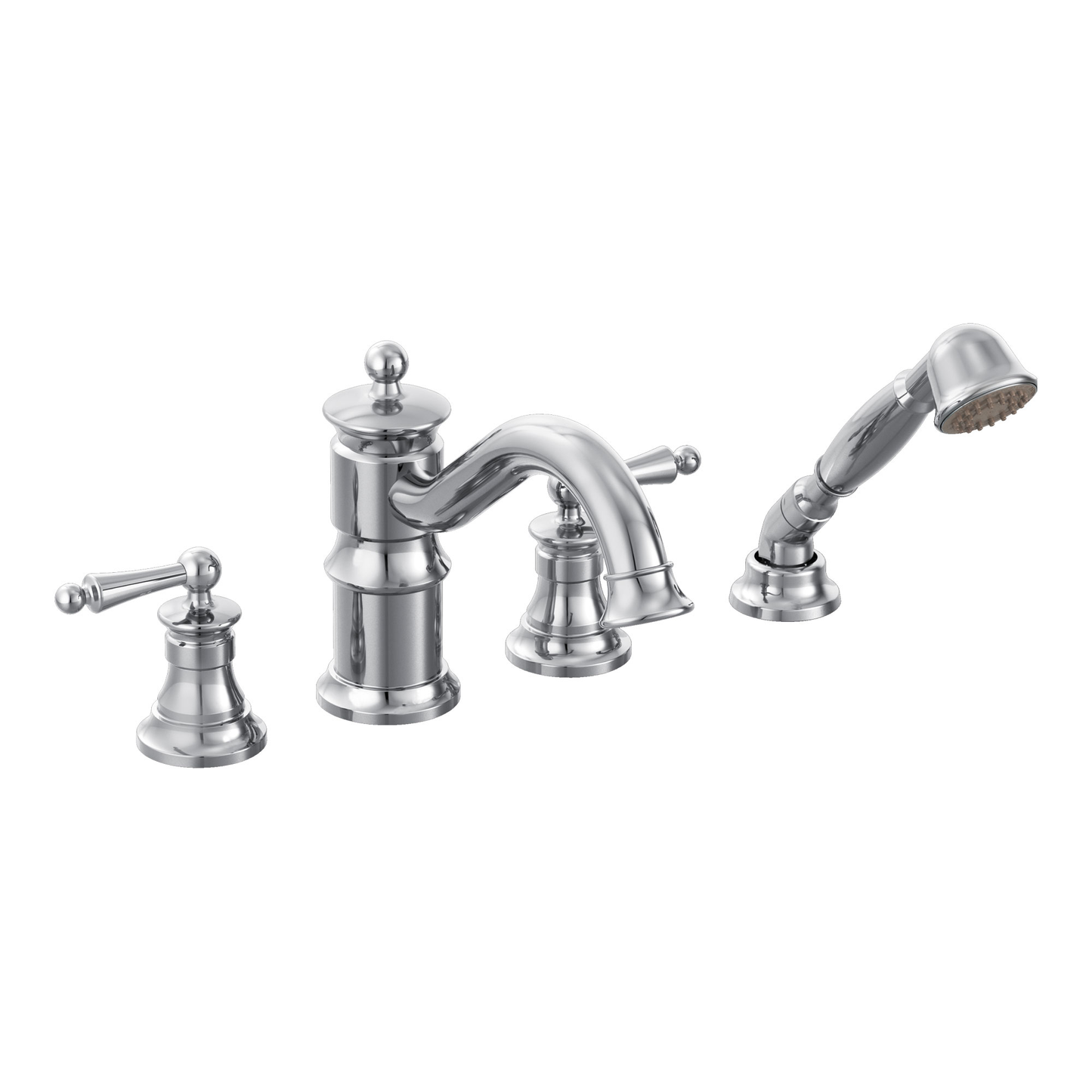 Waterhill Chrome two-handle high arc roman tub faucet includes hand shower