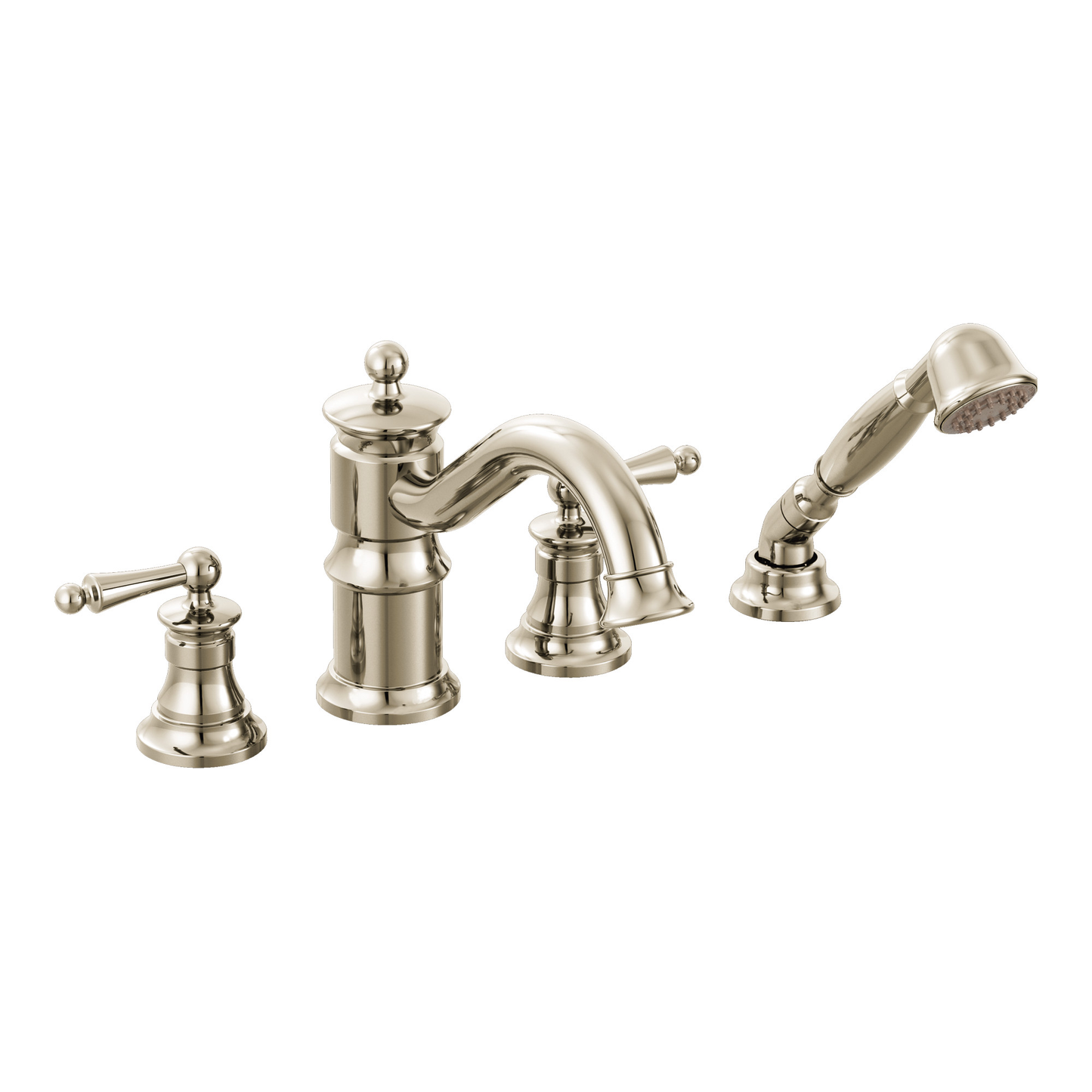 Waterhill Chrome two-handle high arc roman tub faucet includes hand shower