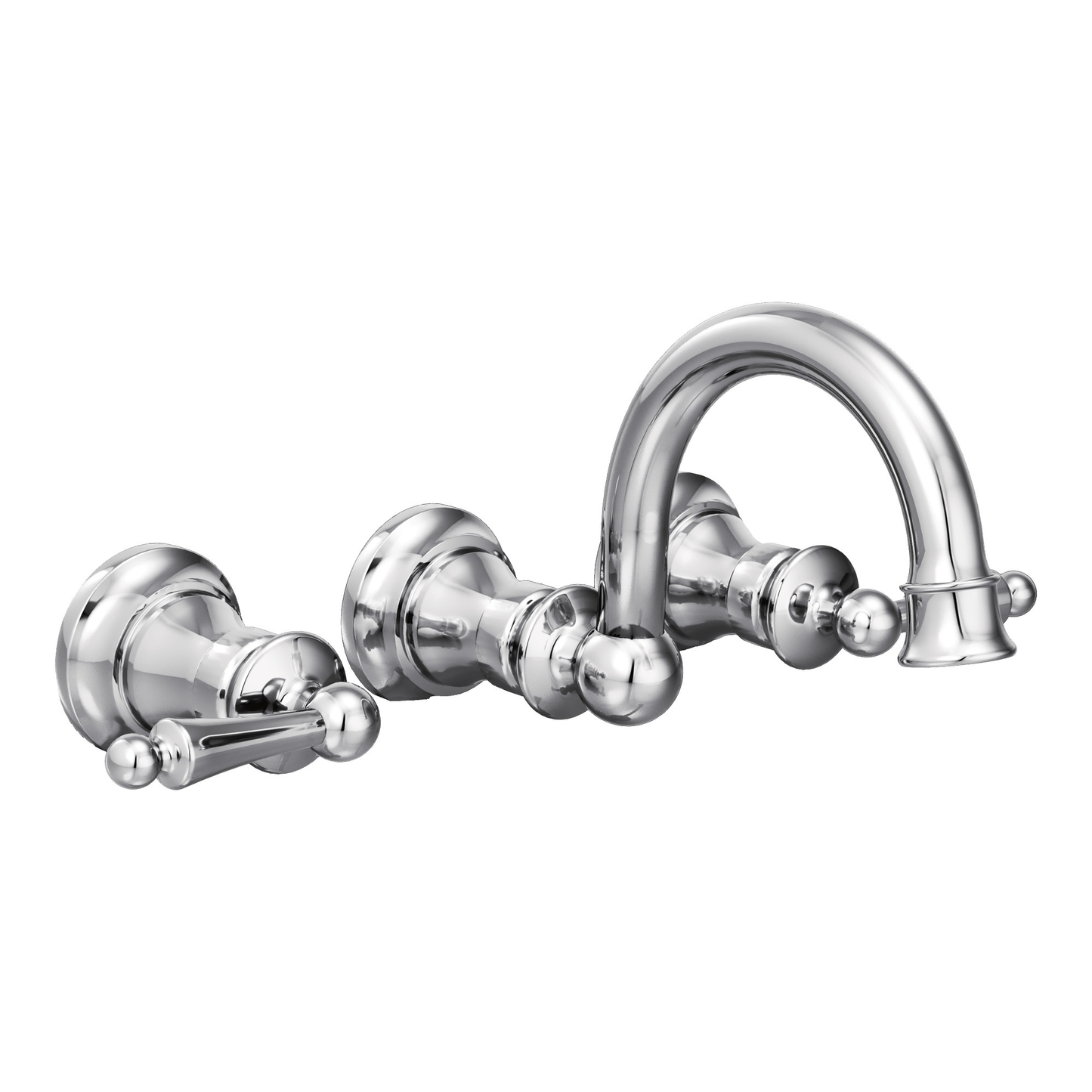 Waterhill Chrome two-handle wall mount bathroom faucet