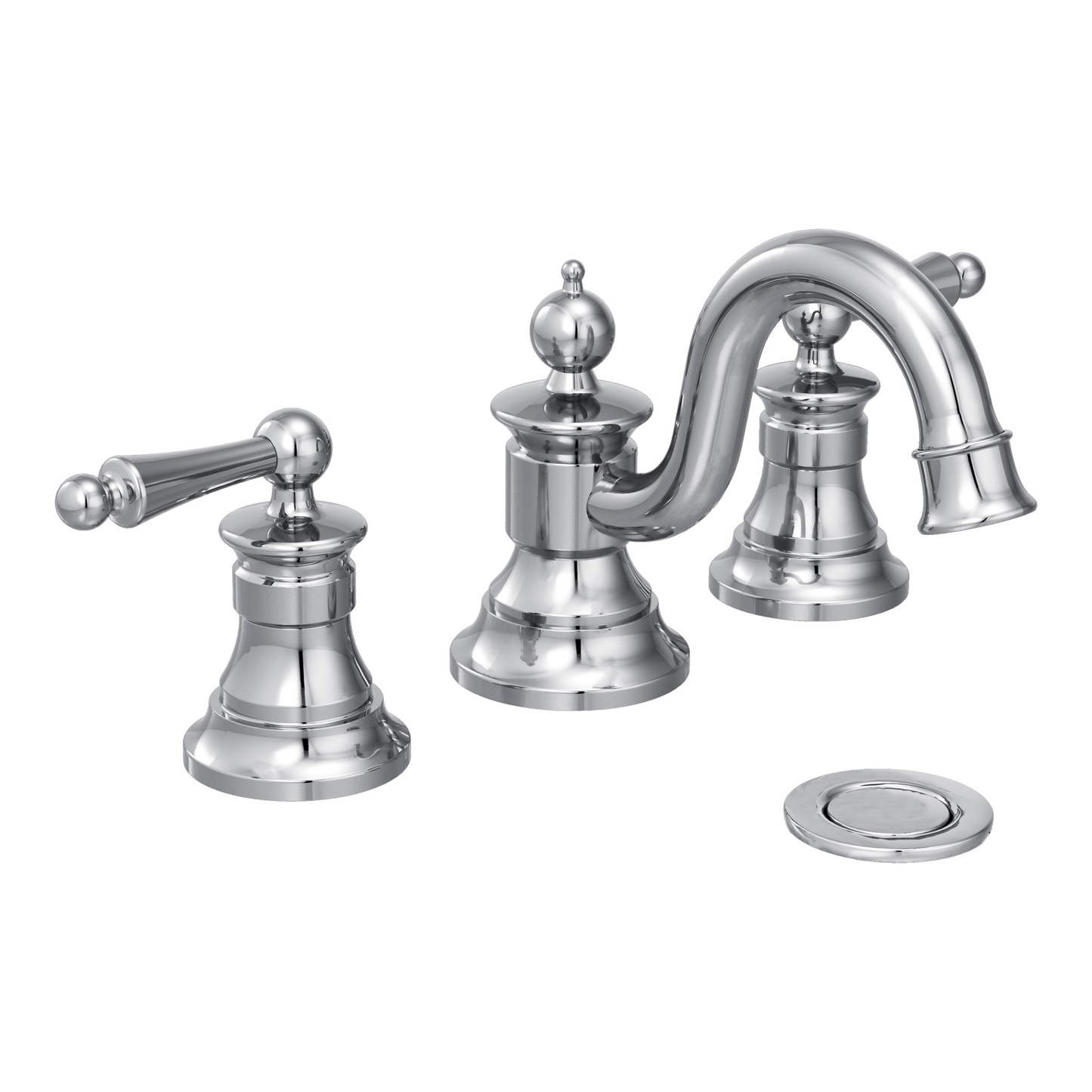 Waterhill Chrome Two-Handle High Arc Bathroom Faucet